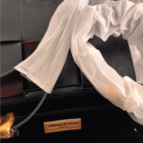 Tiffany & Fred Black Woven Leather Basket Weave Purse - Picture 7 of 9